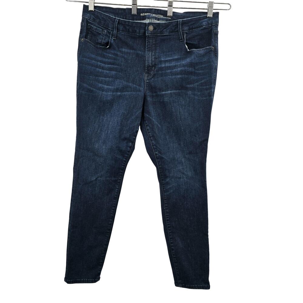 Old Navy Rockstar Jeans Womens 22W Blue High Rise Skinny Dark Wash Stretch